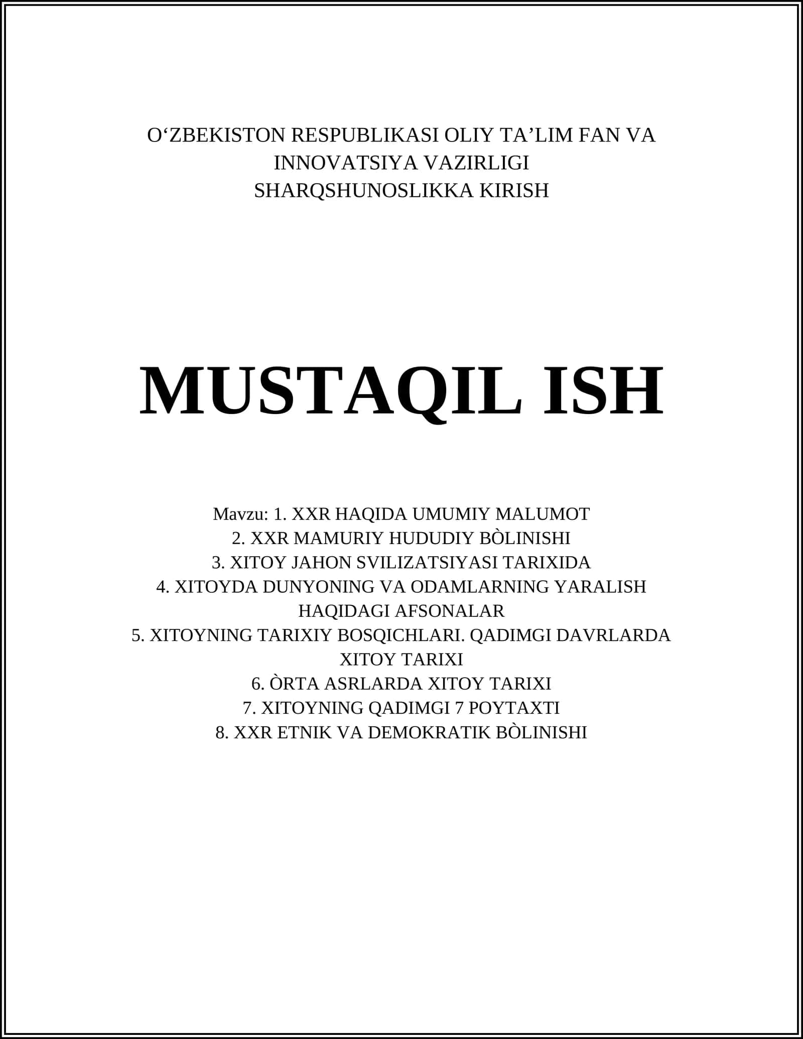 XXR haqida umumiy malumot 1