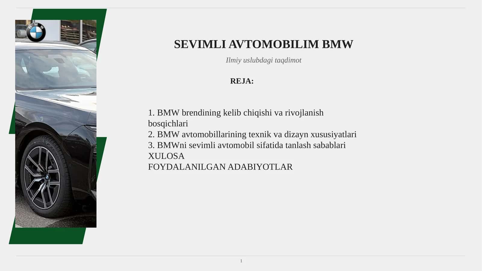 SEVIMLI AVTOMOBILIM BMW 1