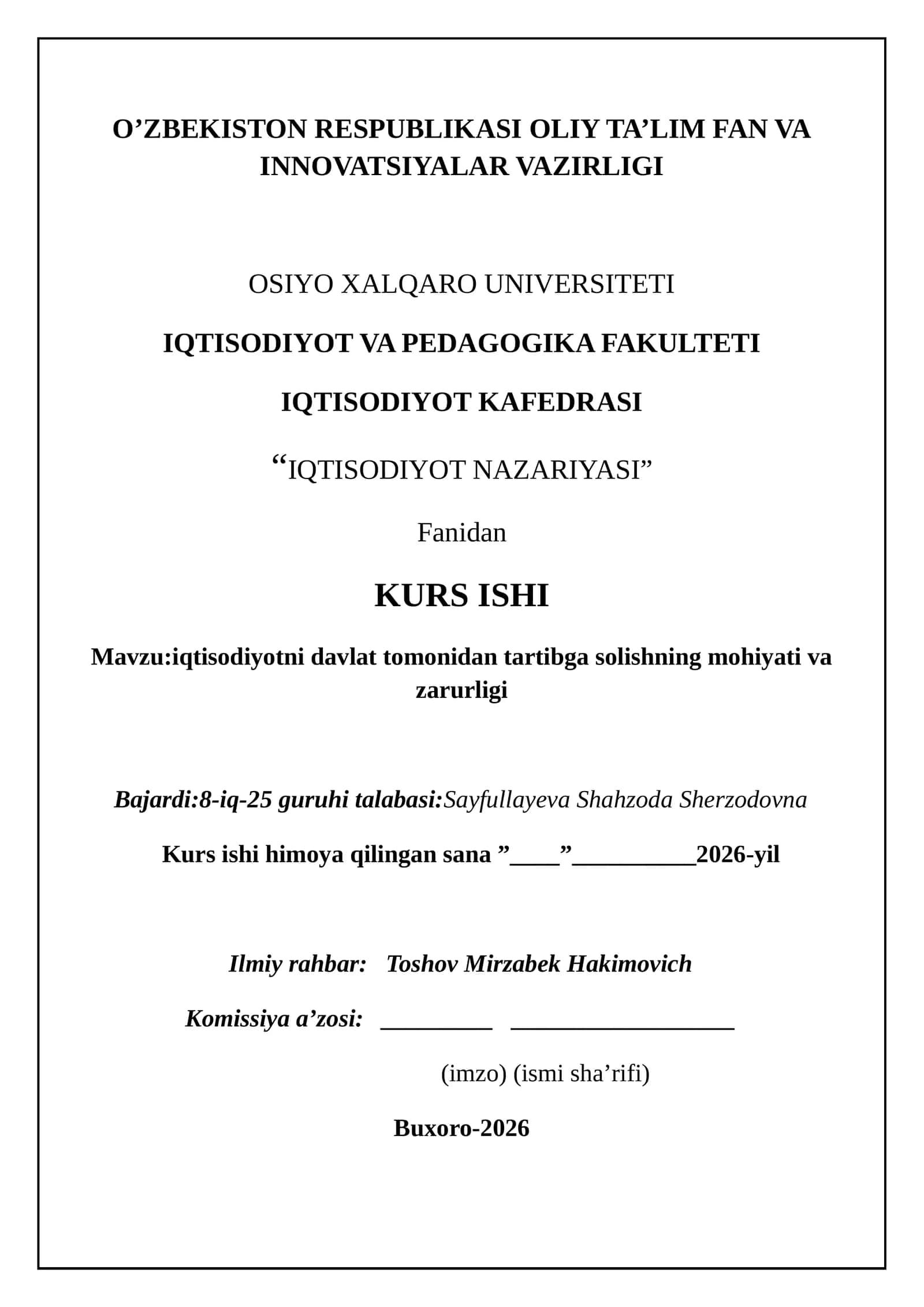 IQTISODIYOT NAZARIYASI 1