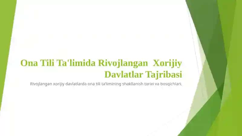 Ona Tili Ta'limida Rivojlangan Xorijiy Davlatlar Tajribasi