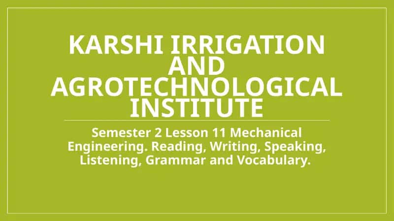 Mechanical Engineering Lesson 11 1