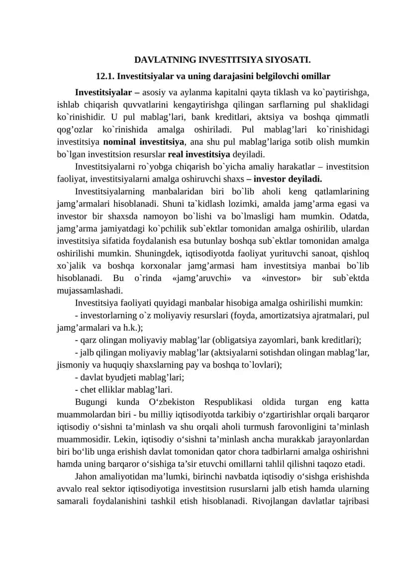 DAVLATNING INVESTITSIYA SIYOSATI 1