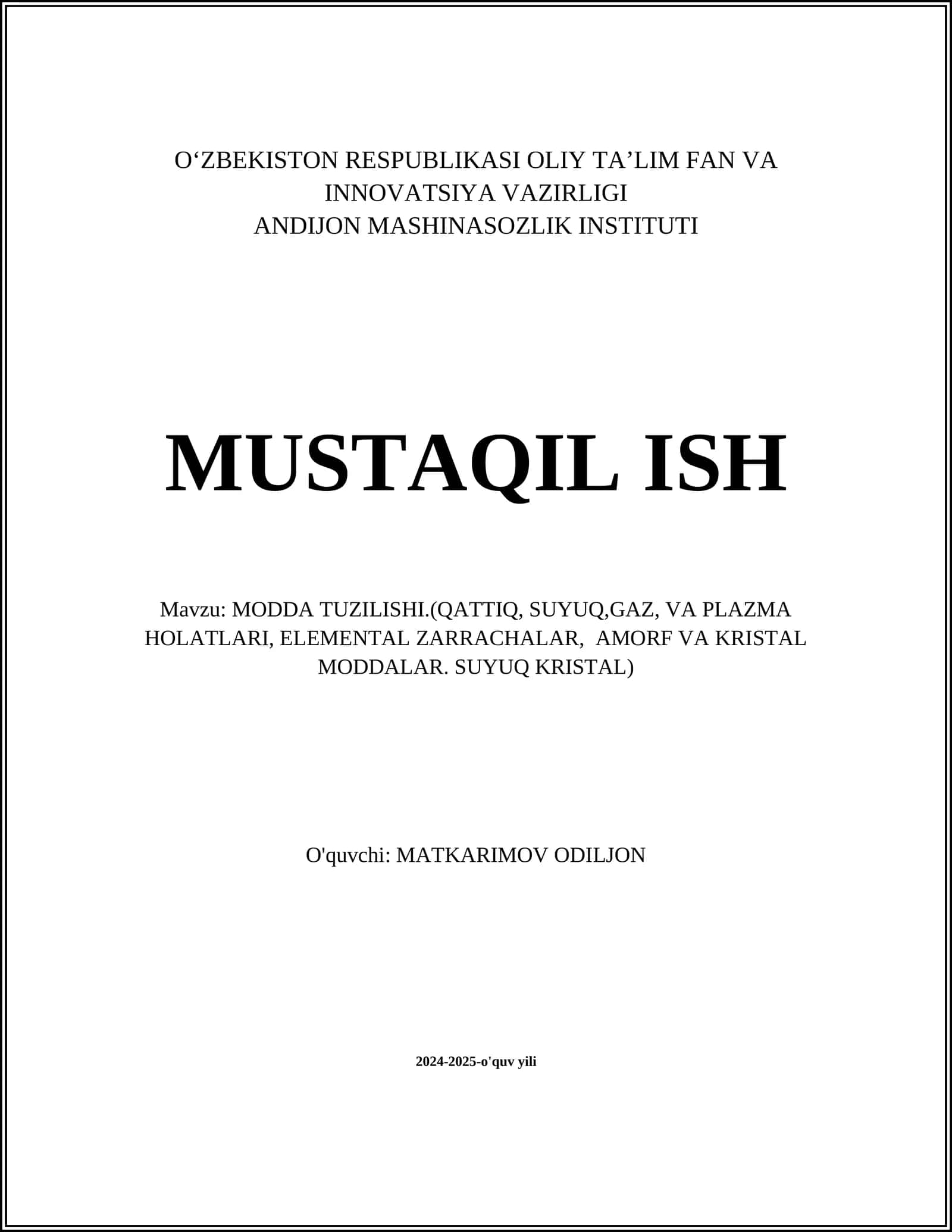 MODDA TUZILISHI 1