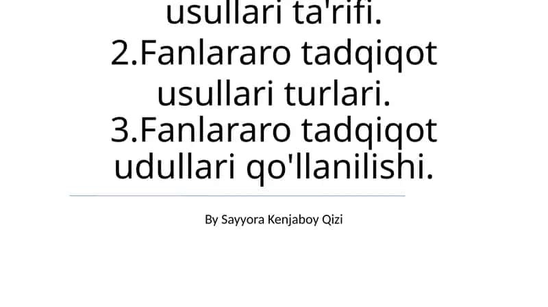 Fanlararo tadqiqot usullari 1
