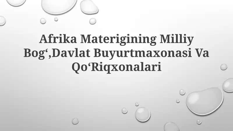 Afrika Materigining Milliy Bogʻlari 1