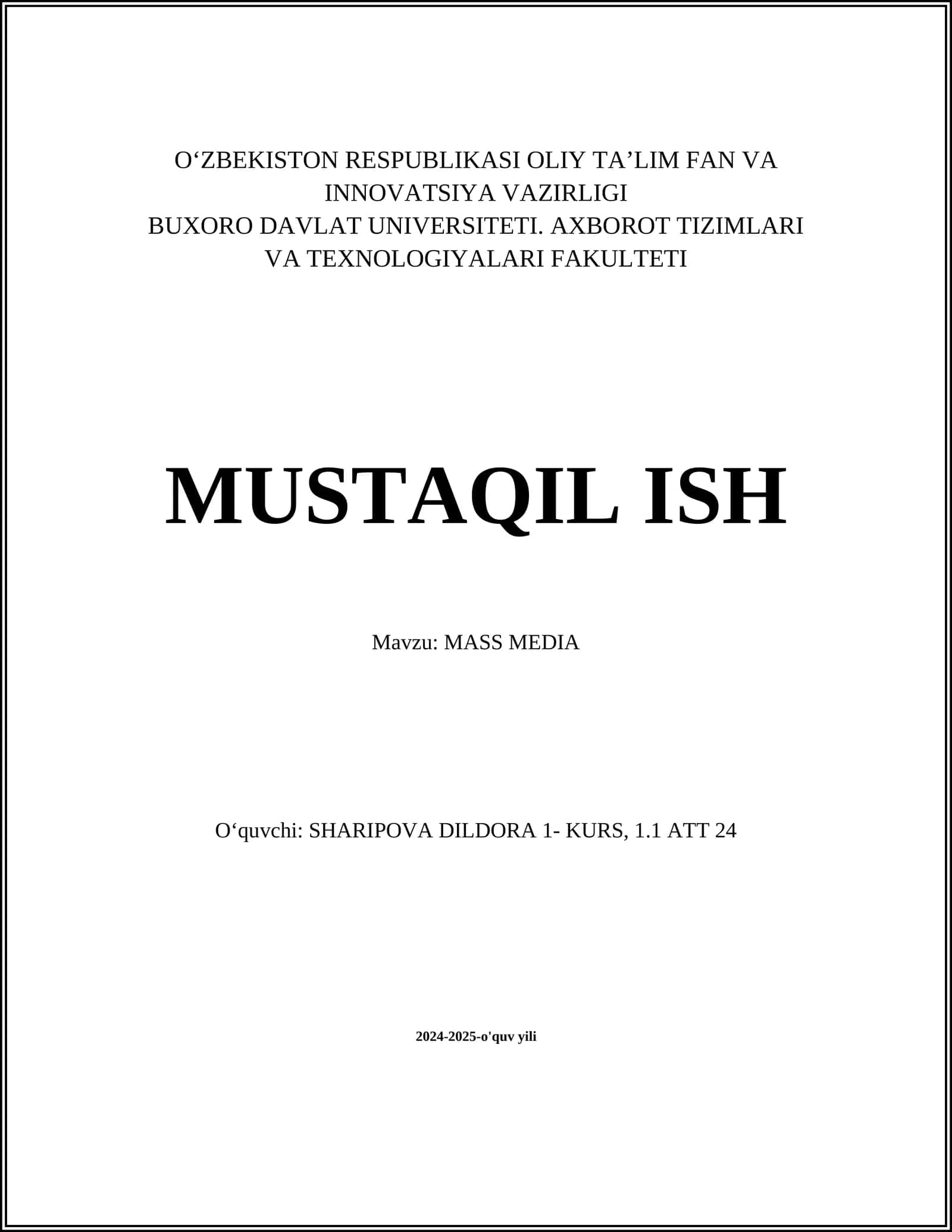 MASS MEDIA 1