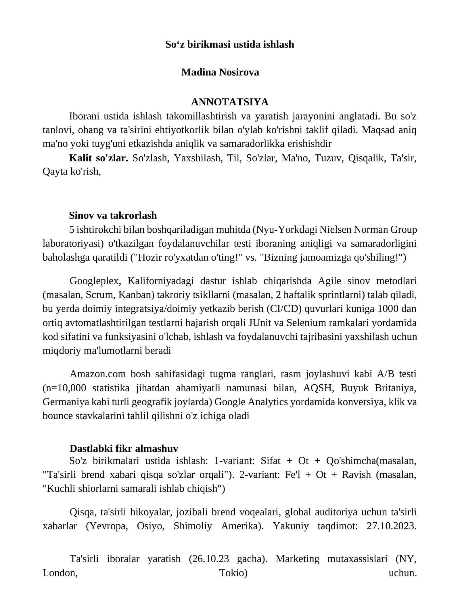 Soʻz birikmasi ustida ishlash 1