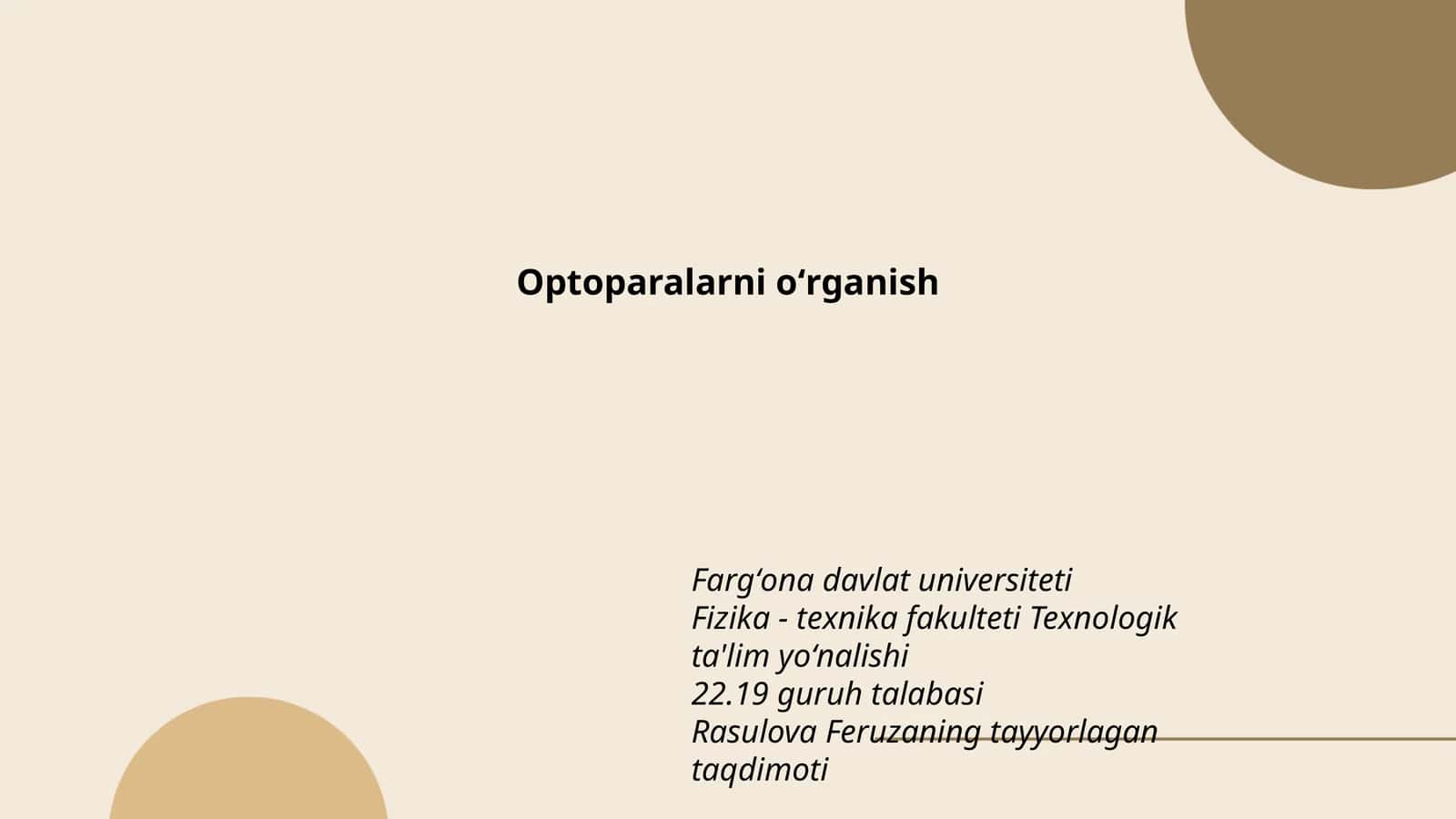 Optoparalarni oʻrganish 1