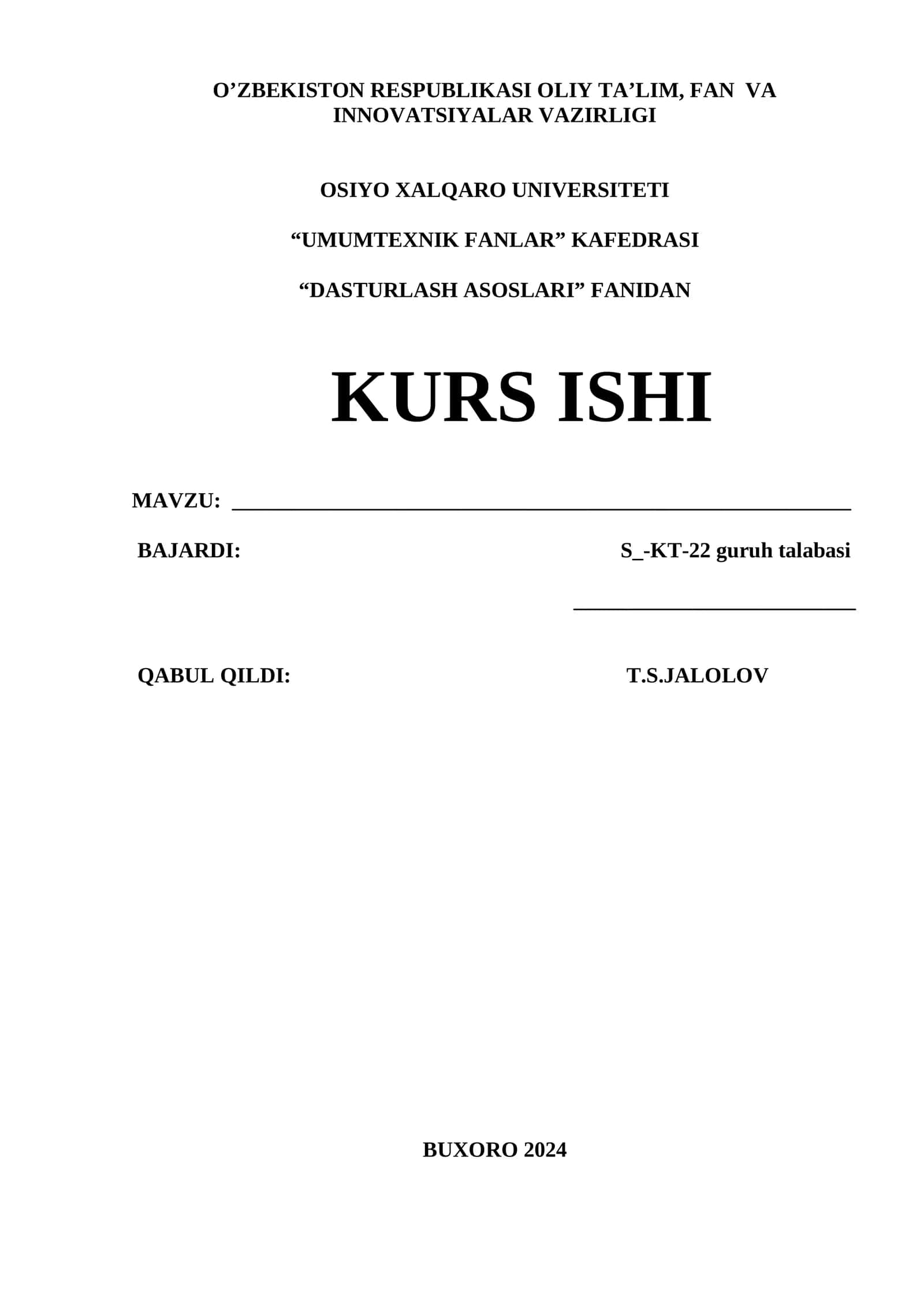 Dasturlash Asoslari Kurs Ishi 1