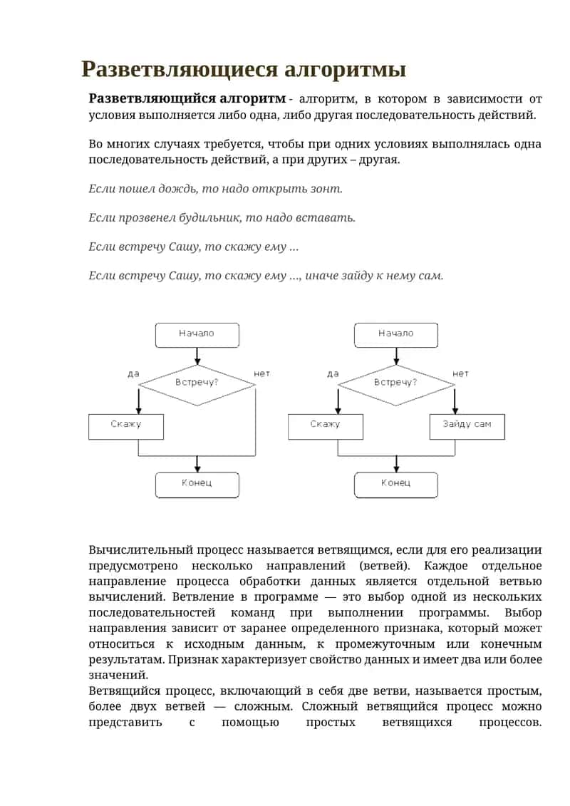 Разветвляющиеся алгоритмы 1