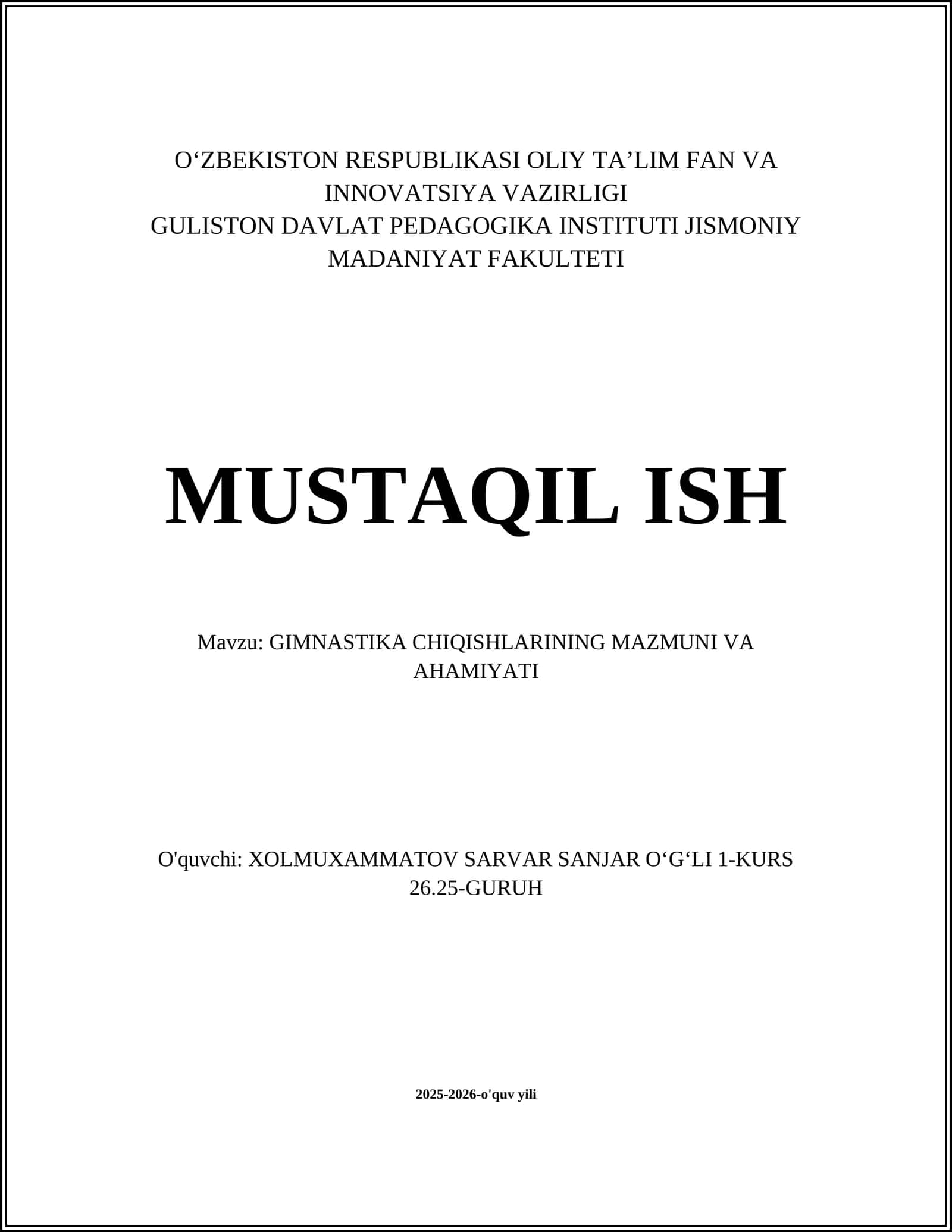 GIMNASTIKA CHIQISHLARINING MAZMUNI VA AHAMIYATI 1