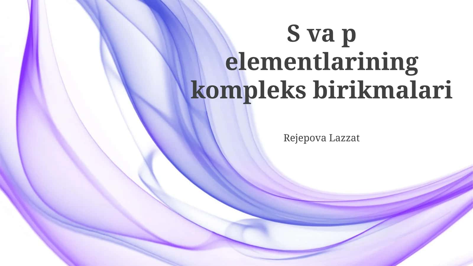 S va p elementlarining kompleks birikmalari 1