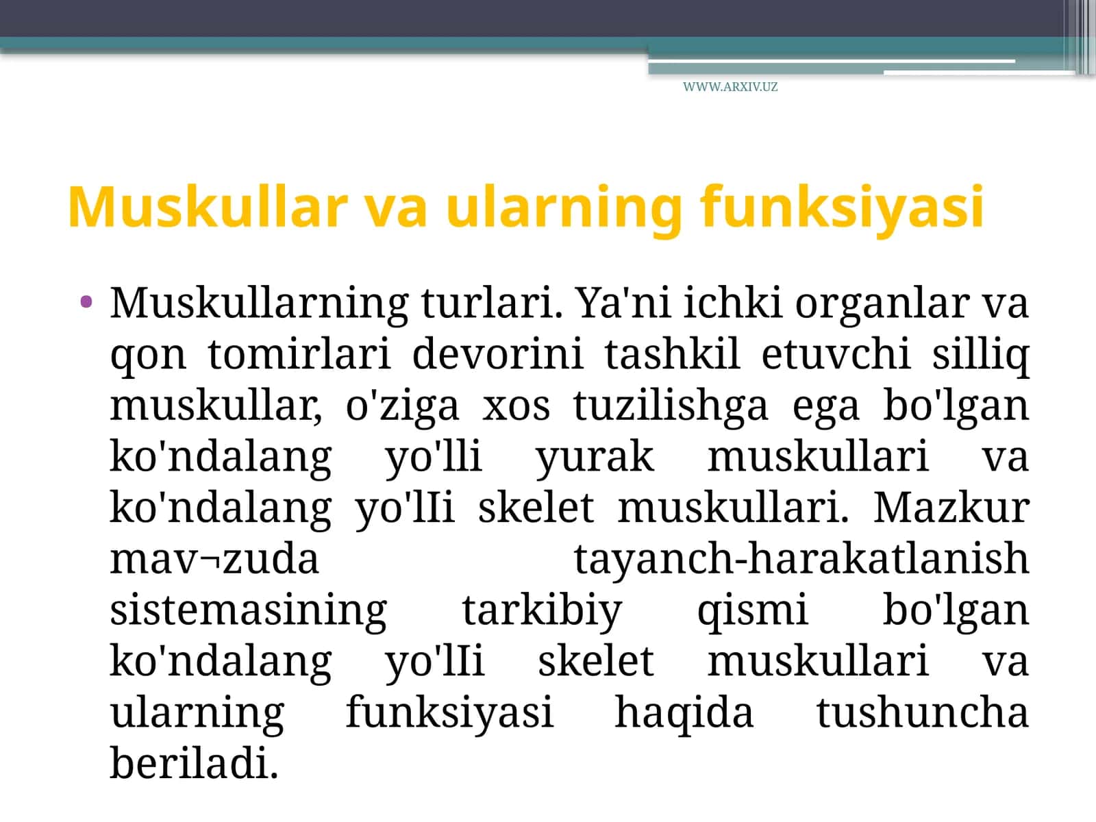 Muskullar va ularning funksiyasi 1