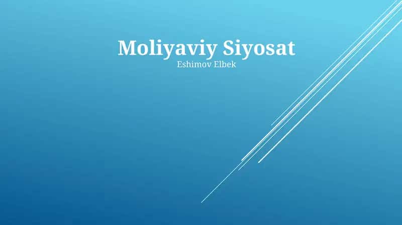 Moliyaviy Siyosat 1
