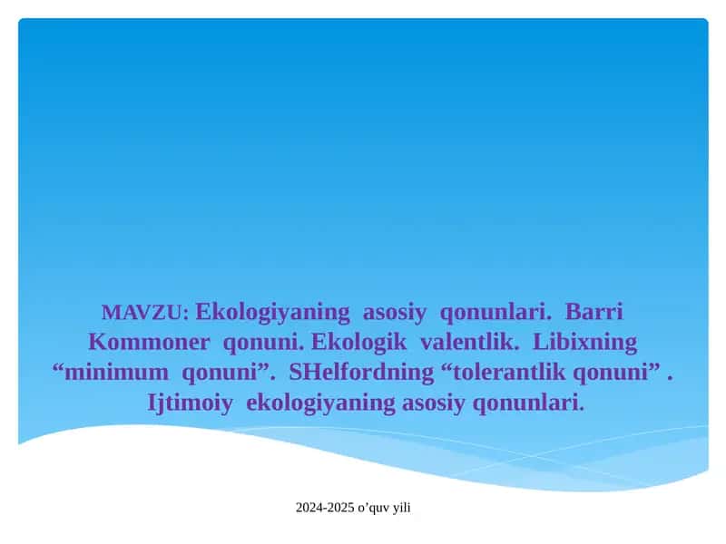 Ekologiya O'quv Darslar 1