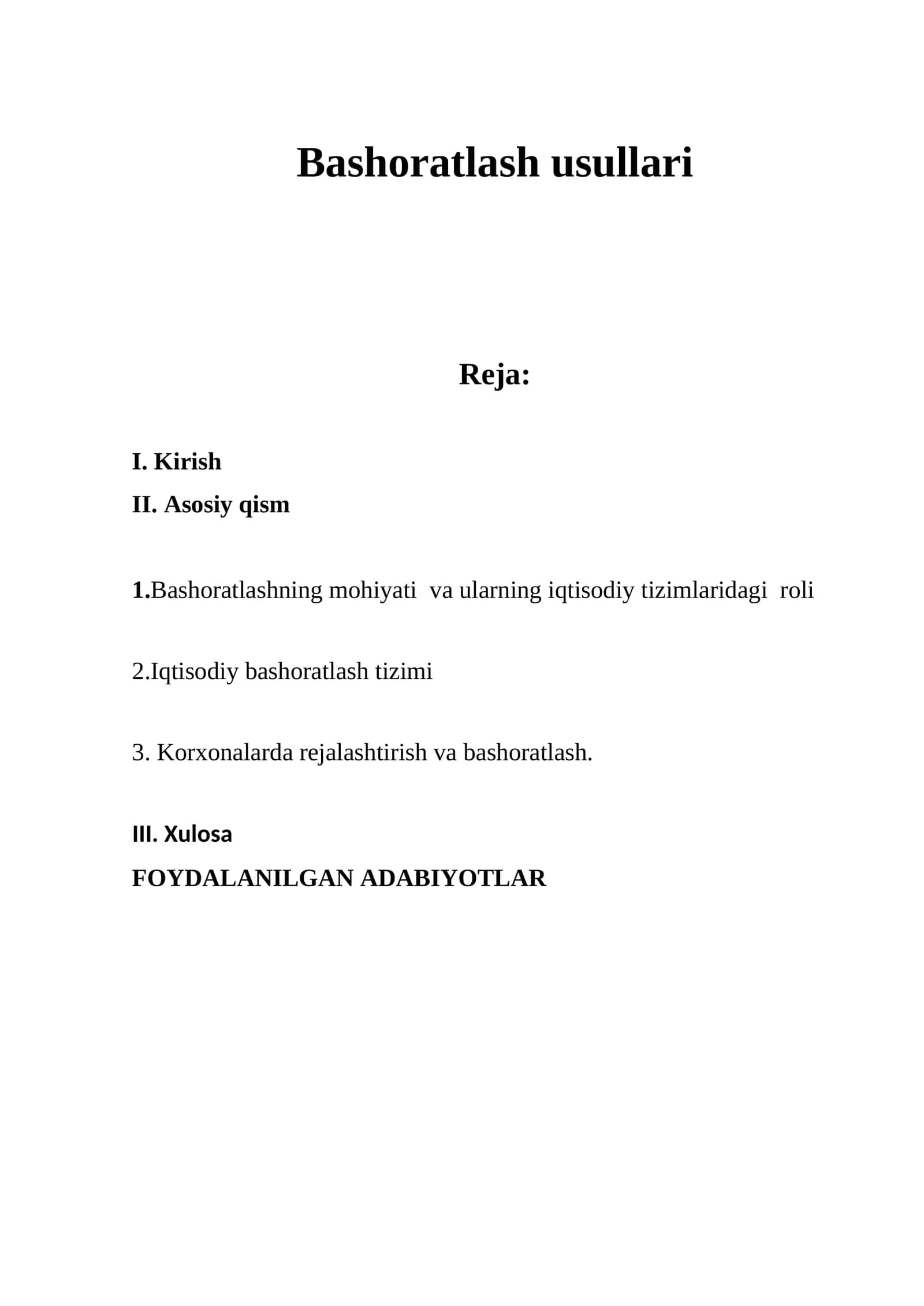 Bashoratlash usullari 1
