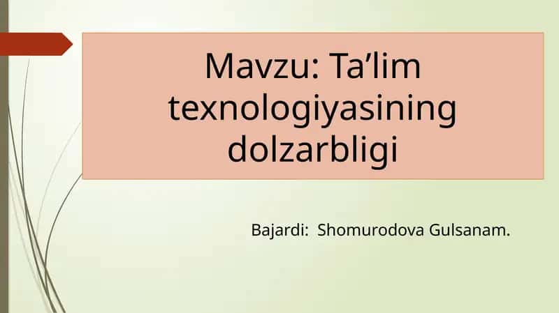 Ta’lim texnologiyasi 1