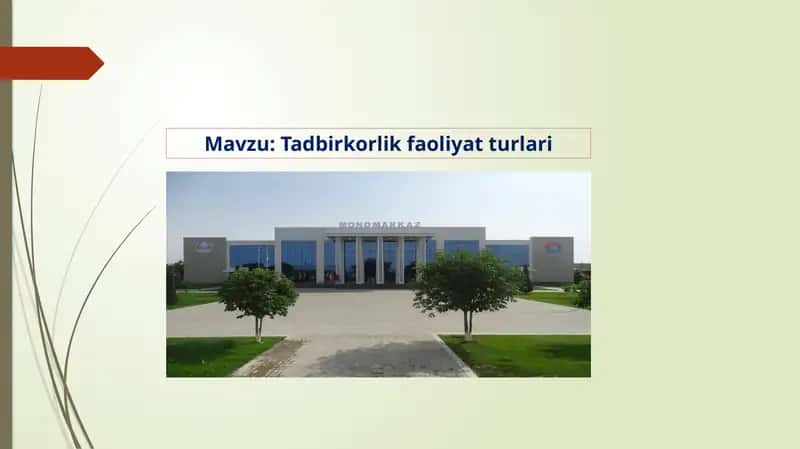 TADBIRKORLIK FAOLIYATI TURLARI 1