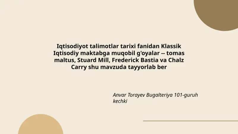 Iqtisodiyot talimotlar tarixi 1