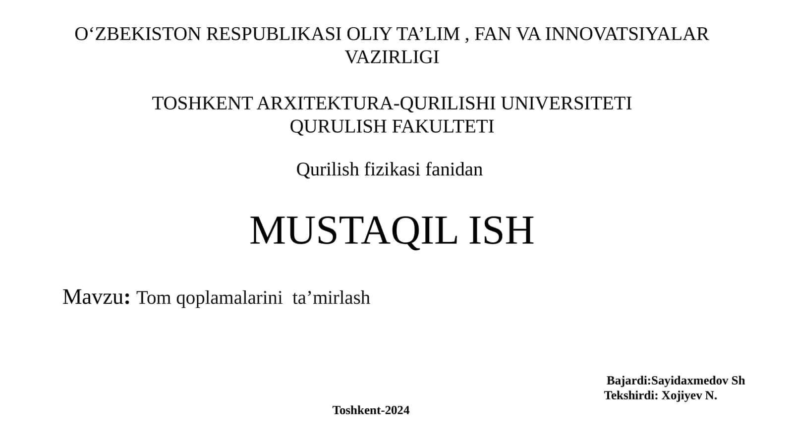 Tom qoplamalarini ta’mirlash 1