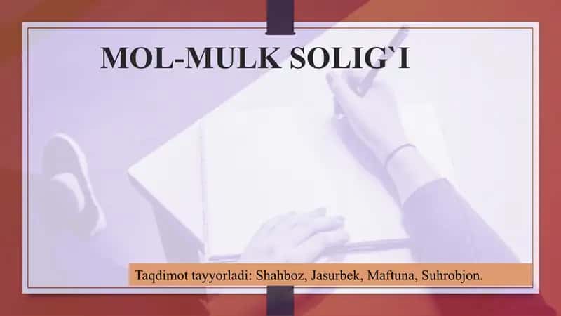 Mol-mulk solig`i 1