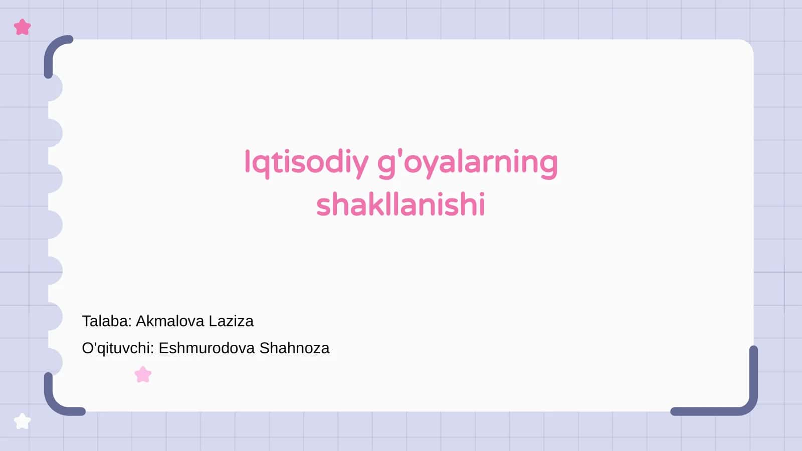 Iqtisodiy g'oyalarning shakllanishi 1