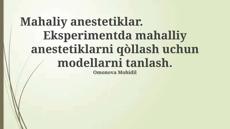 Mahalliy anestetiklar 1