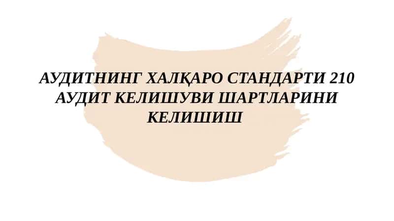 Аудитнинг Халқаро Стандарти210 1