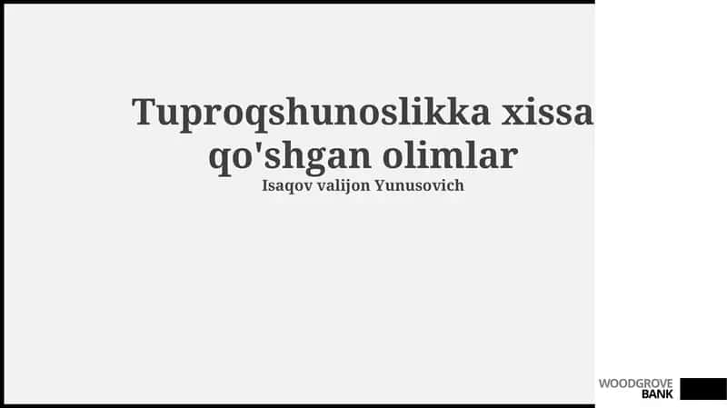Tuproqshunoslikka xissa qo'shgan olimlar 1