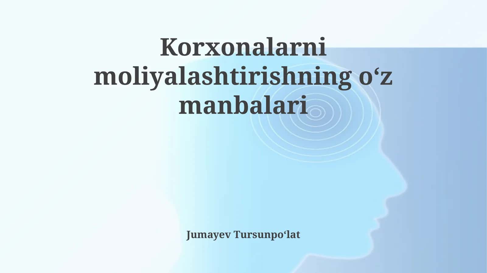 Korxonalarni moliyalashtirishning oʻz manbalari 1