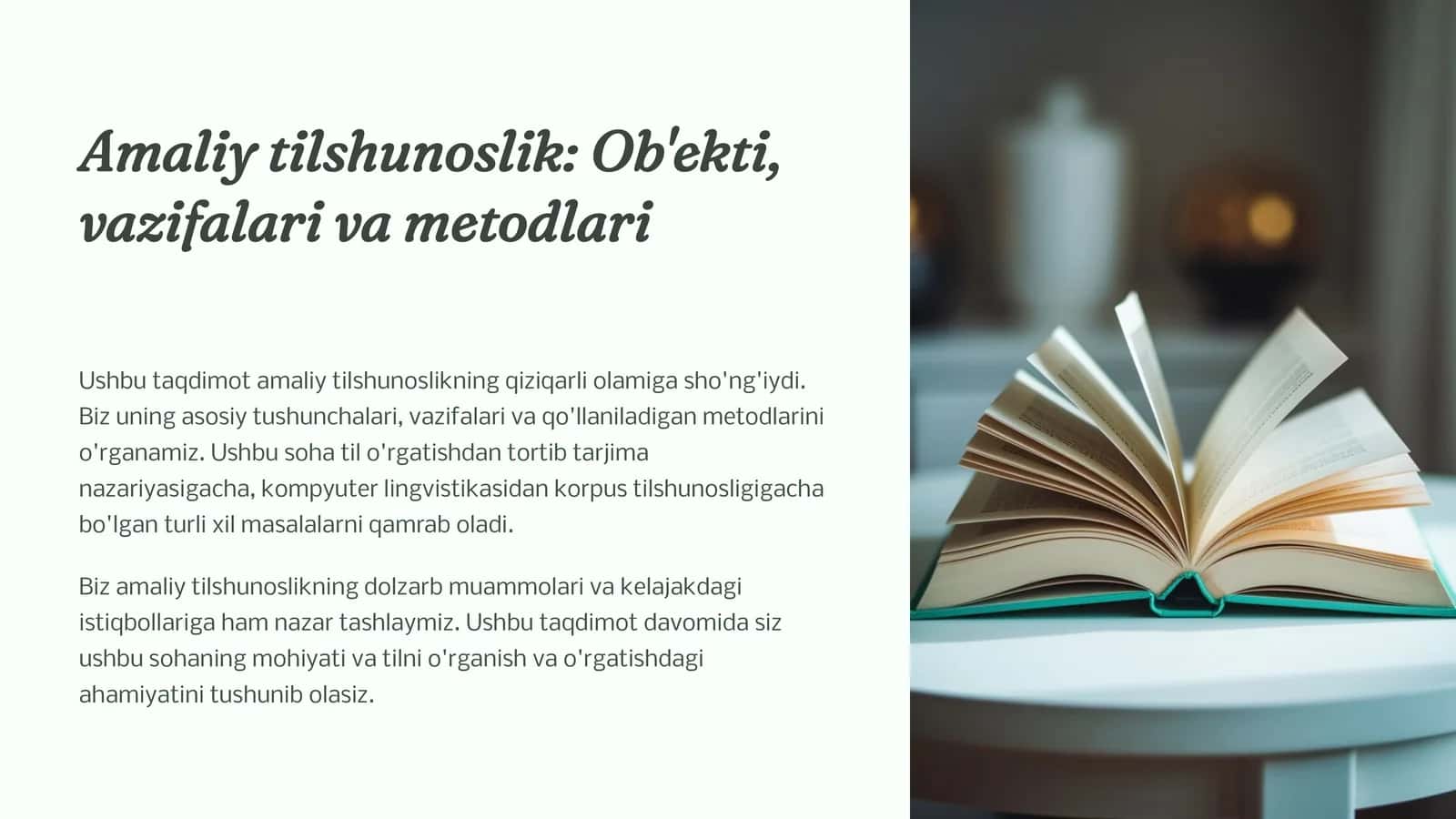 Amaliy tilshunoslik Ob'ekti, vazifalari va metodlari 1
