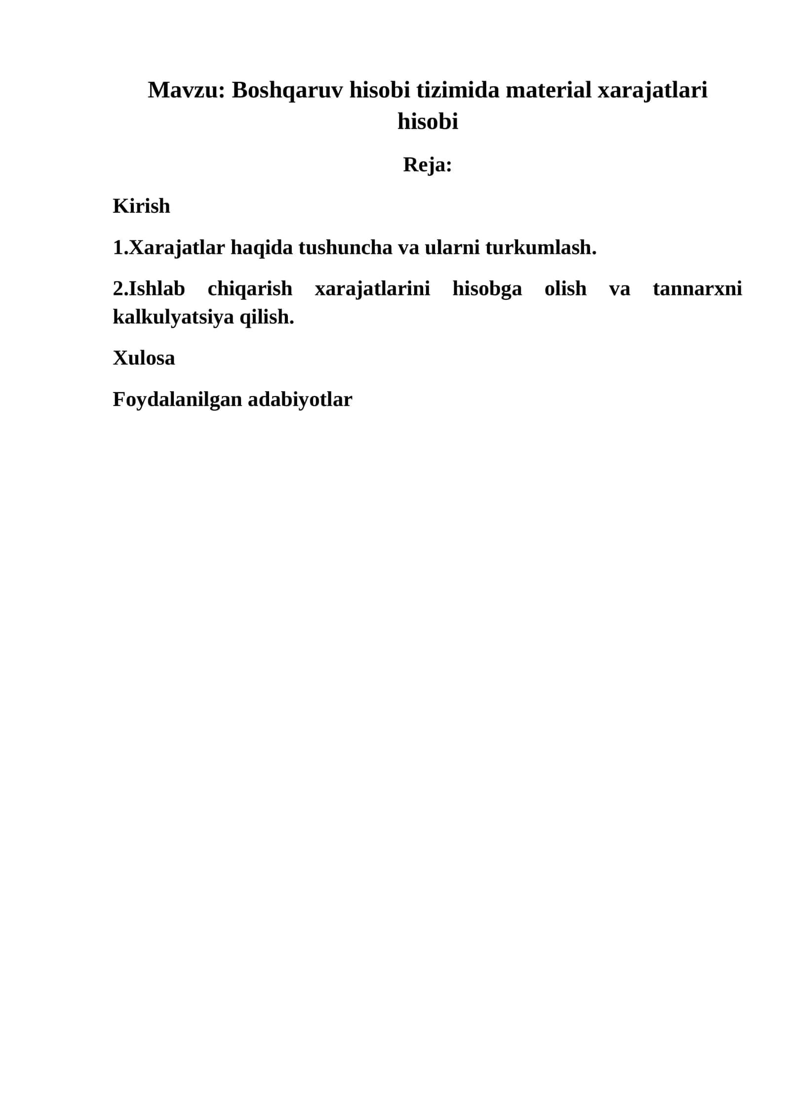 Boshqaruv hisobi tizimida material xarajatlari hisobi 1