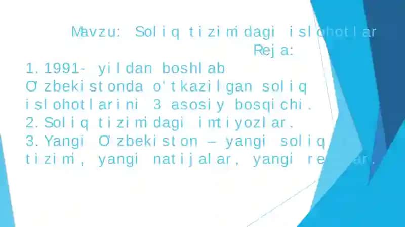 Soliq islohotlari