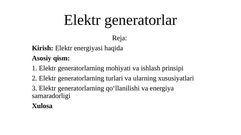 Elektr generatorlar 1