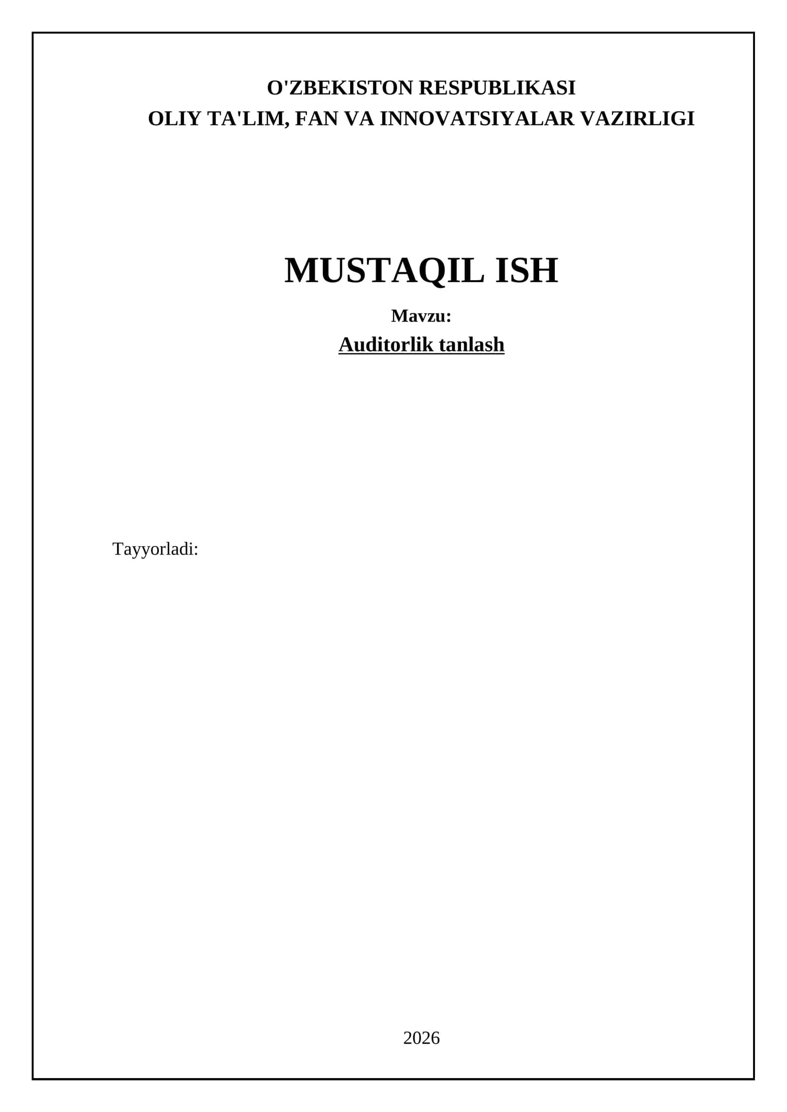 Auditorlik tanlash 1