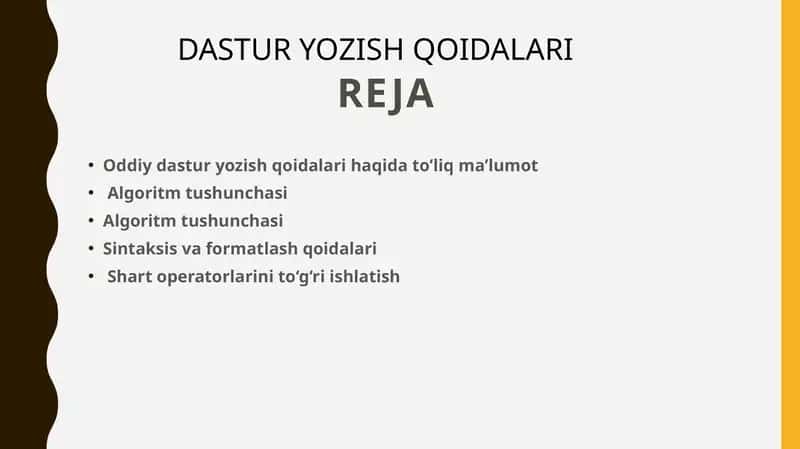 Dastur yozish qoidalari 1