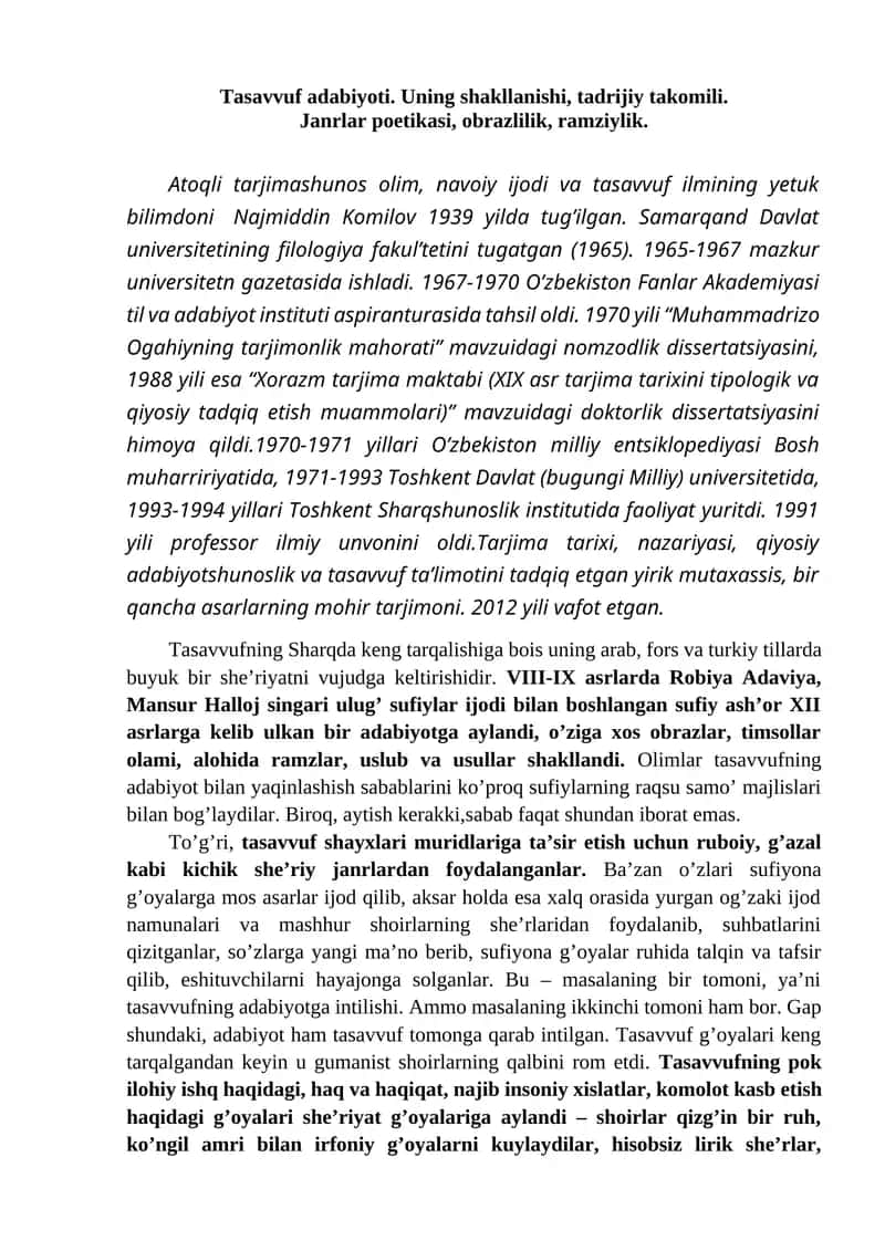 Tasavvuf adabiyoti 1