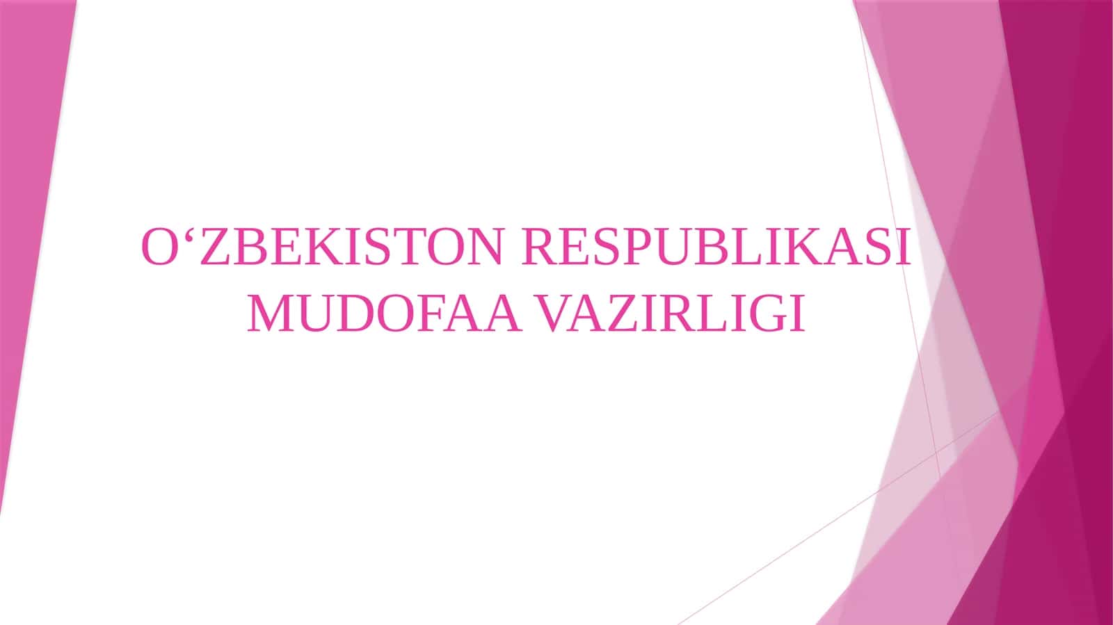 O'zbekiston respublikasi mudofa vazirligi 1