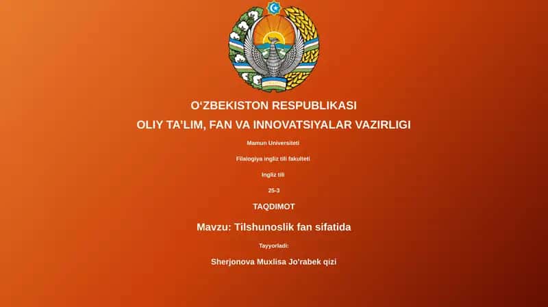 Tilshunoslik fan sifatida 1