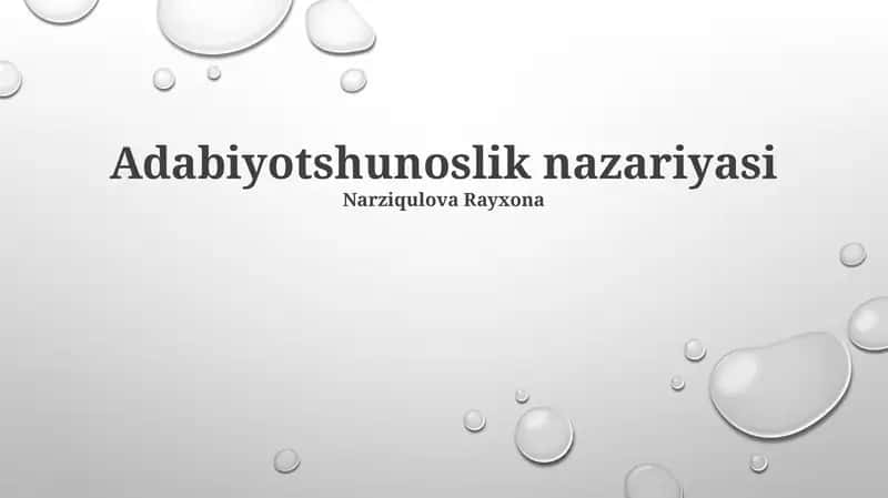Adabiyotshunoslik nazariyasi 1