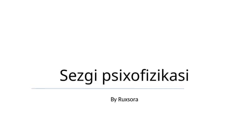 Sezgi psixofizikasi 1