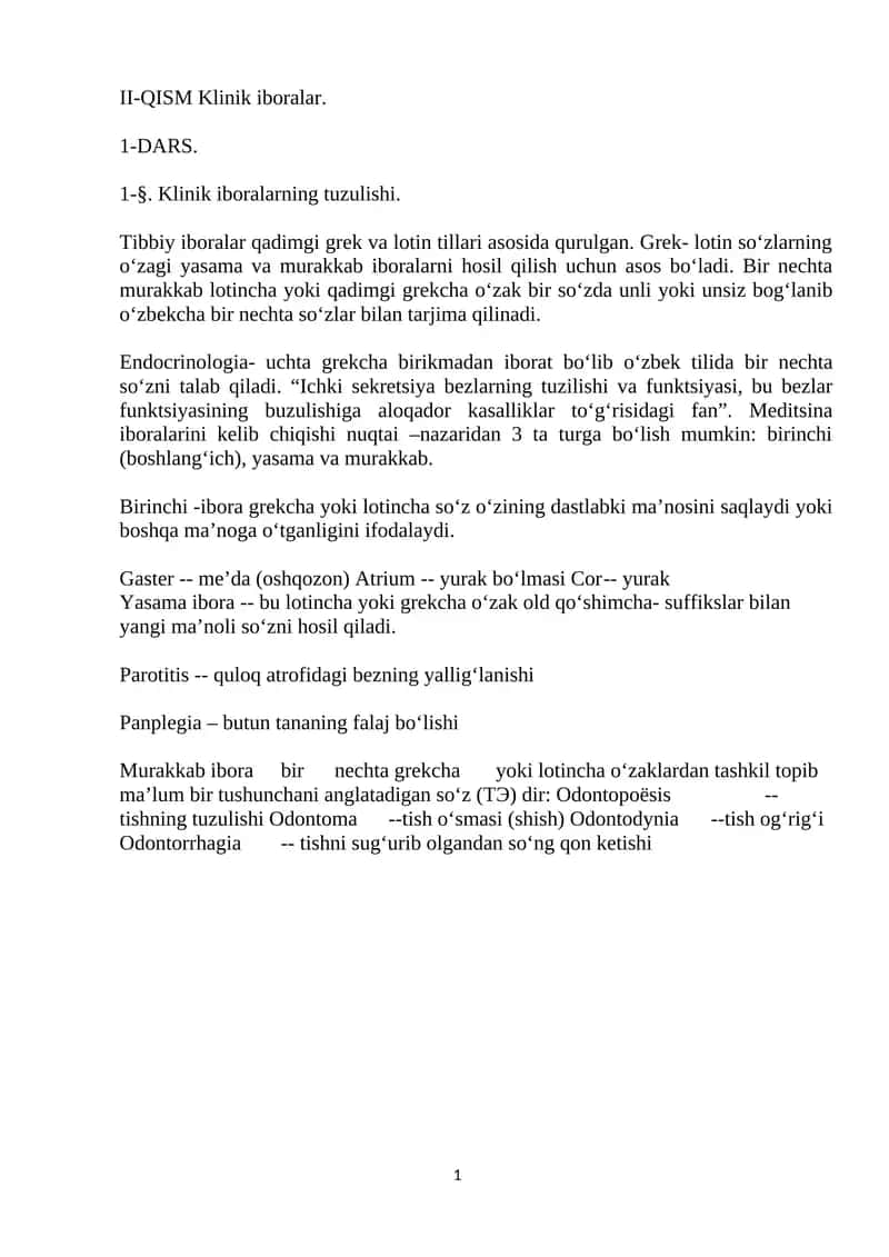 II-QISM Klinik iboralar 1