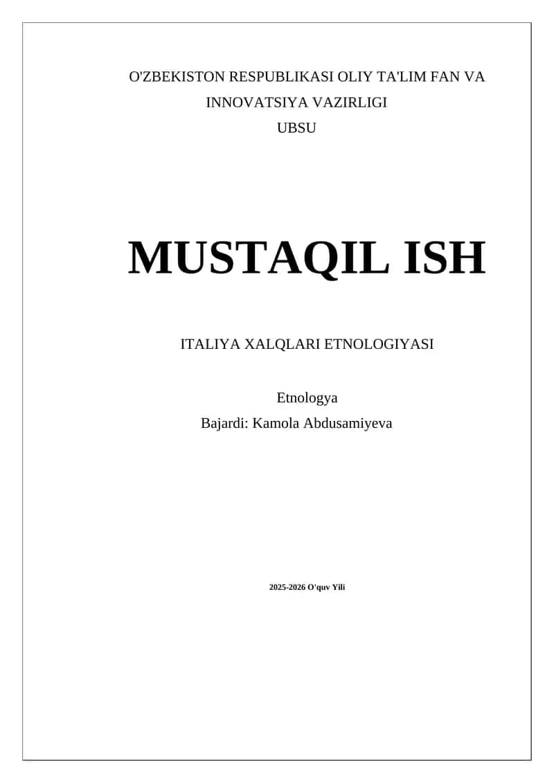 ITALIYA XALQLARI ETNOLOGIYASI 1
