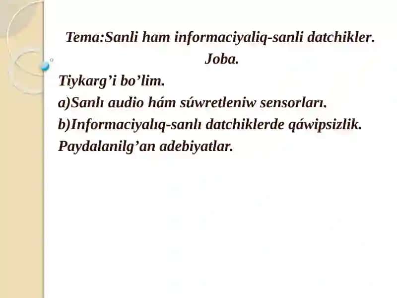 Sanlı hám informaciyaliq sanli data analiz