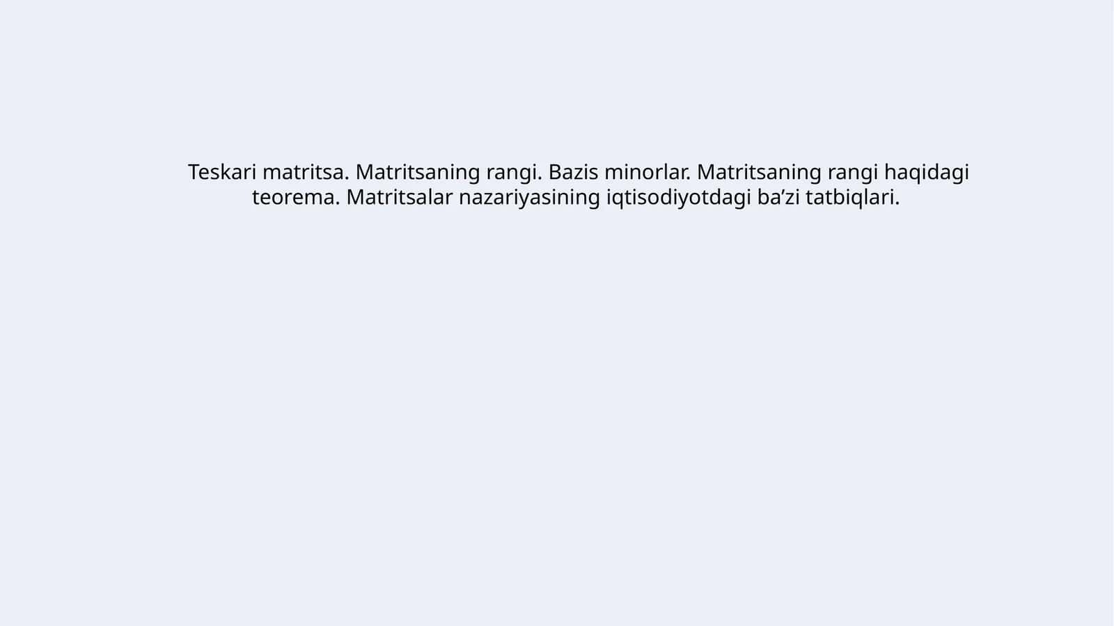 Teskari Matritsa 1