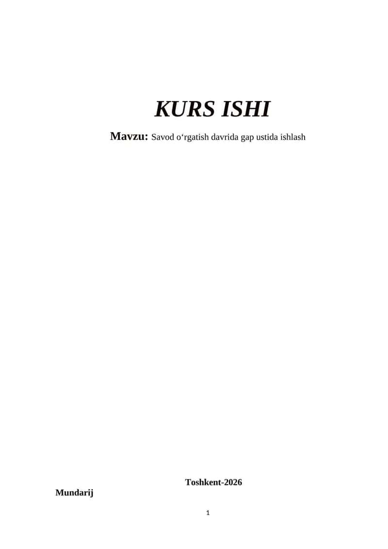 Savod oʻrgatish davrida gap ustida ishlash 1