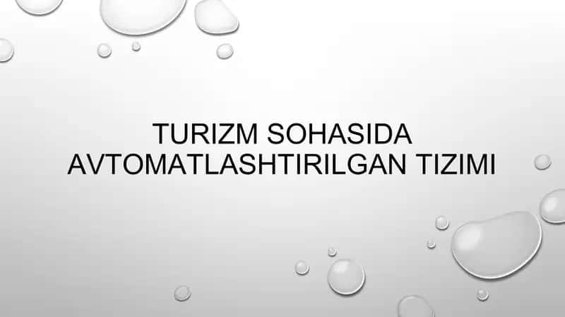 Turizm sohasida avtomatlashtirilgan tizim 1