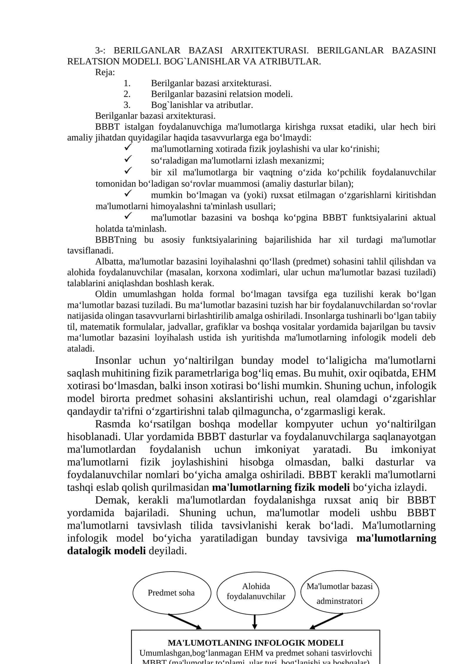 Berilganlar bazasi arxitekturasi 1