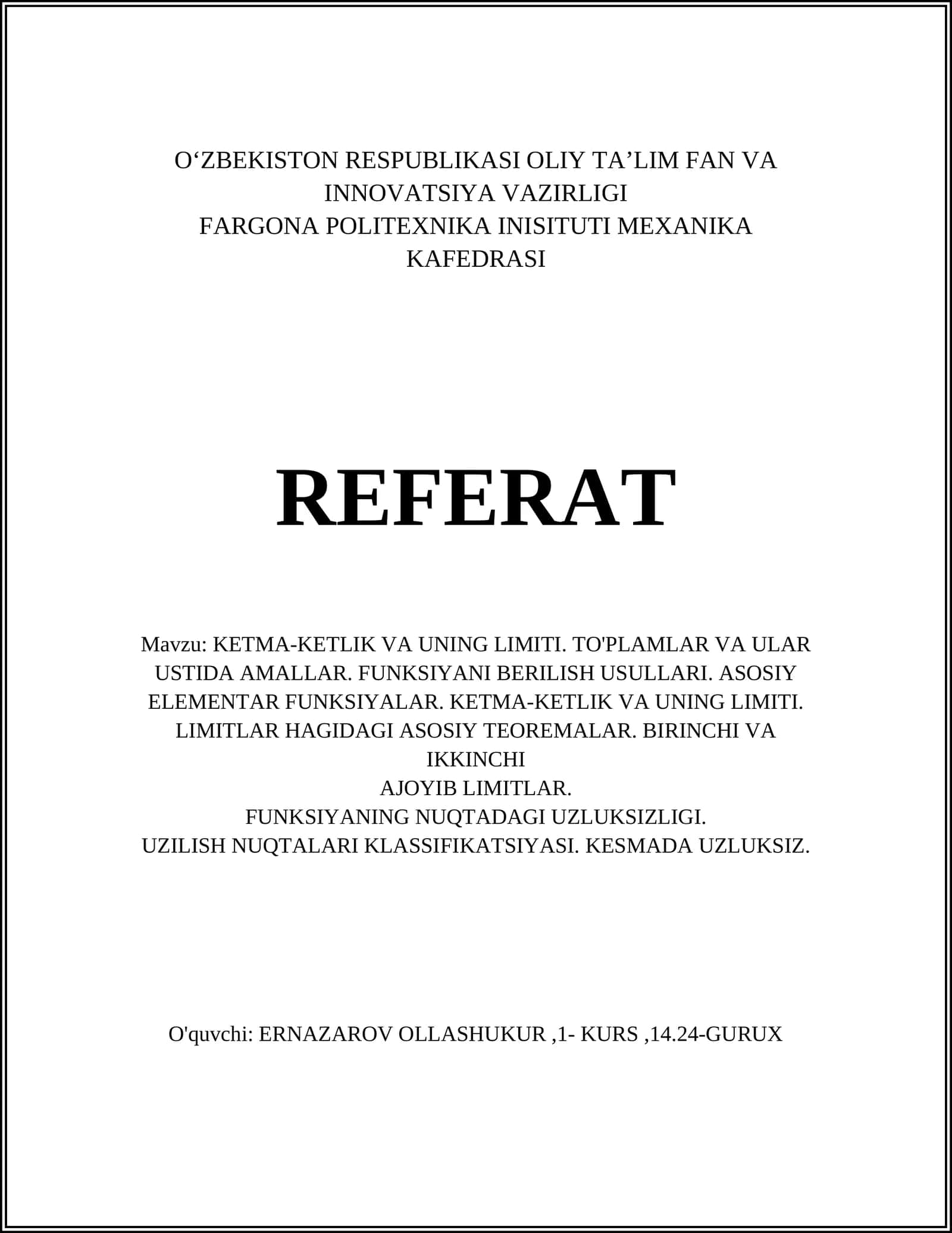 KETMA-KETLIK VA UNING LIMITI 1