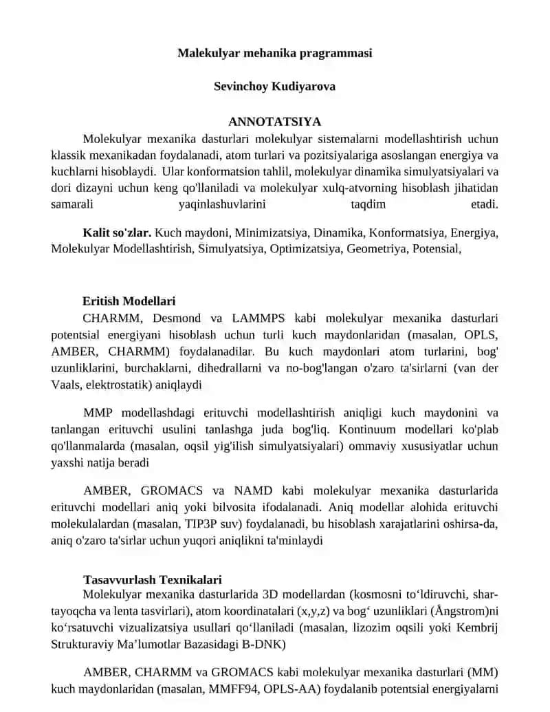 Malekulyar mehanika pragrammasi